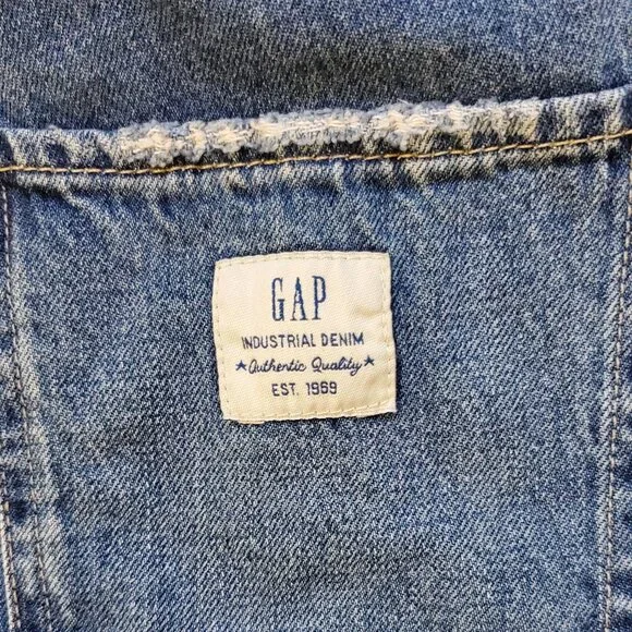 GAP Women's Distressed Raw Hem Denim Shortall Size S - Picture 7 of 8